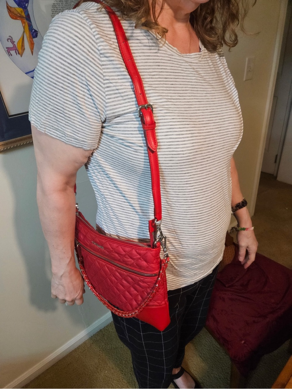 MZ Wallace Quilted Cherry Red Crosby Cross body Bag - Picture 9 of 10